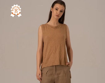 Leinen Baumwolle Casual Top, asymmetrische Sommer Tunika, natürliche Leinen Tunika Top, lockere Tunika Frauen, fließende Bluse, Schlitz Tunika Top, Geschenk zum Muttertag