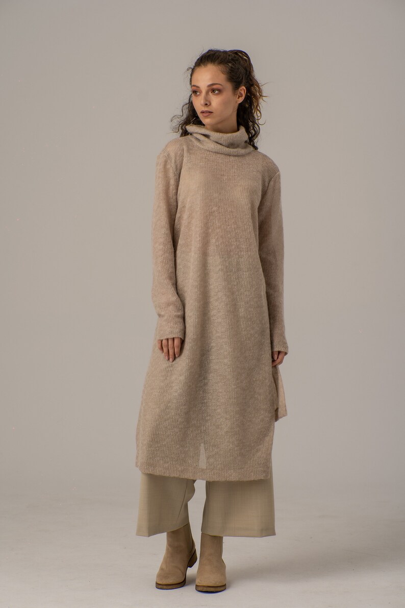 Maxi Sweater Dress, Turtleneck Dress, Comfortable Everyday Dress, Long Sweater Dress, Plus Size Dress, Wool Maxi Dress,Cable Knit Long Dress image 2