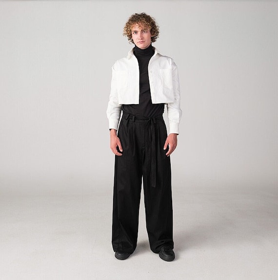 Men Japanese Loose Cotton Pants, Everyday Casual Baggy