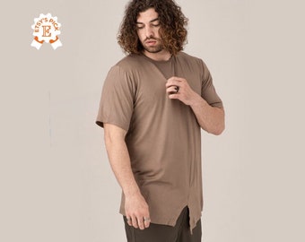 Asymmetric T-Shirt, Men Cotton Shirt, Plus Size Clothing, Loose Shirt Men, Short Sleeve Shirt, Men Clothing, Summer T-Shirt, Streetwear