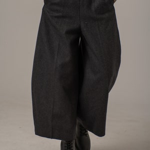 Pantalon large en laine, pantalon bouffant ballon, pantalon de style japonais, jupe-culotte courte, pantalon gaucho d'hiver, pantalon baril oversize image 7