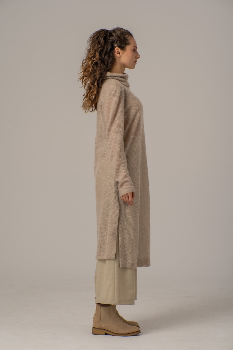 Maxi Sweater Dress, Turtleneck Dress, Comfortable Everyday Dress, Long Sweater Dress, Plus Size Dress, Wool Maxi Dress,Cable Knit Long Dress image 6