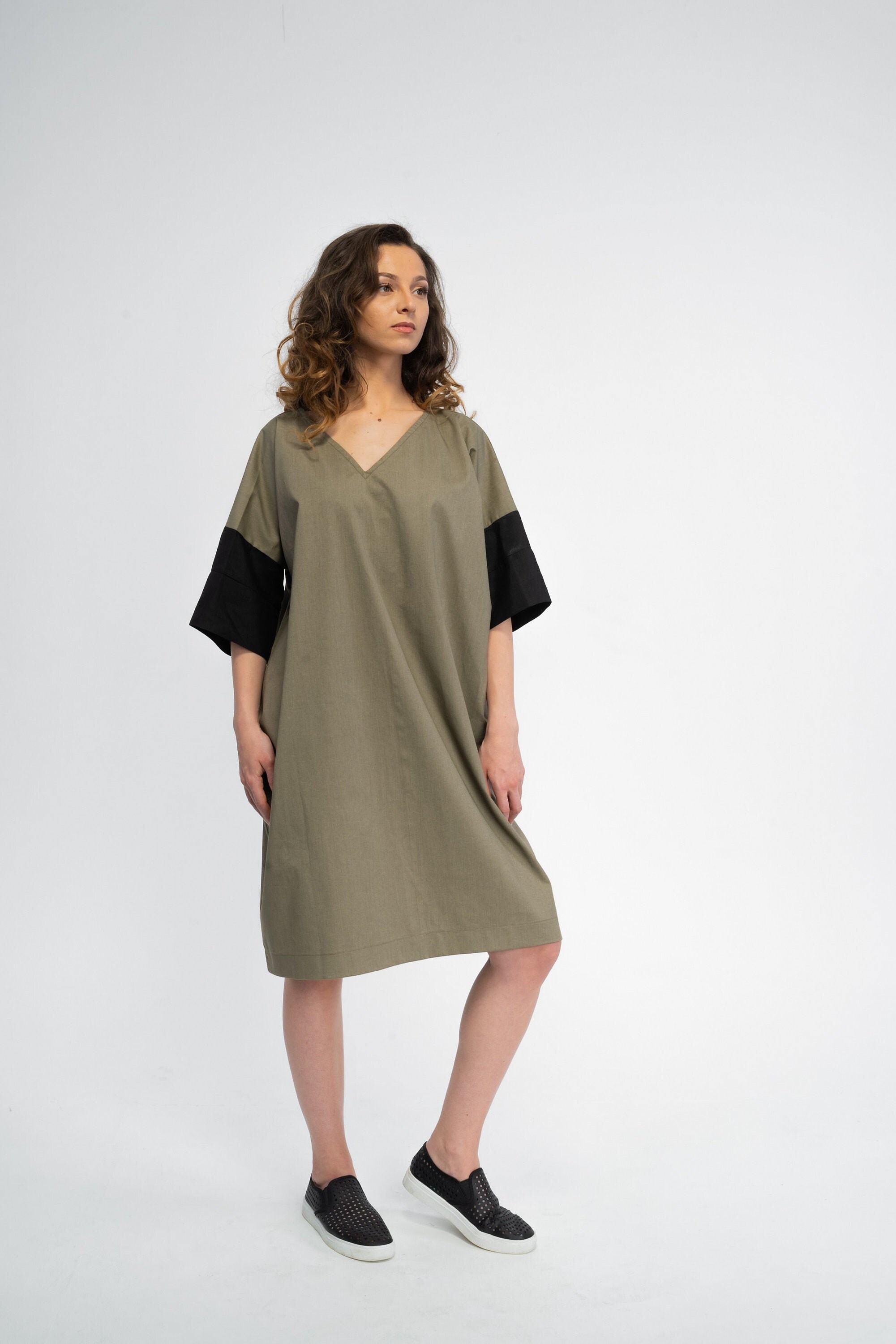 Minimal Dress Baggy Dress 100 Cotton Dress Military Green Etsy UK