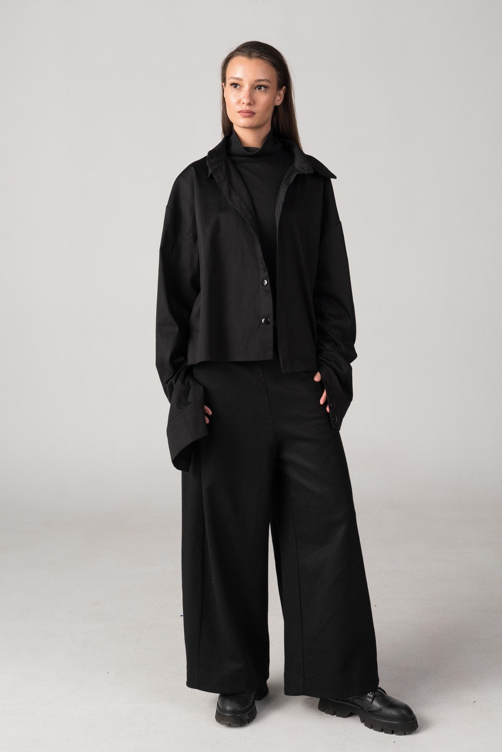 Designed Wide Leg Wool Baggy Pants with Avantgarde Pants, Winter Barrel Pants, Oversized Relaxed Woolen Trousers, Stylish Minimal Pants