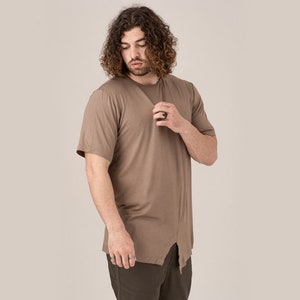 アシンメトリーTシャツ、メンズコットンシャツ、プラスサイズ服、ゆったりシャツ、半袖シャツ、メンズ服、サマーTシャツ、ストリートウェア 画像 4