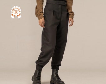 Winter Wool Pants, Dark Academia Clothing, Minimalist Harem Trousers, Baggy Tailored Pants, Winter Drop Crotch Pants, Pleated Oversize Pants