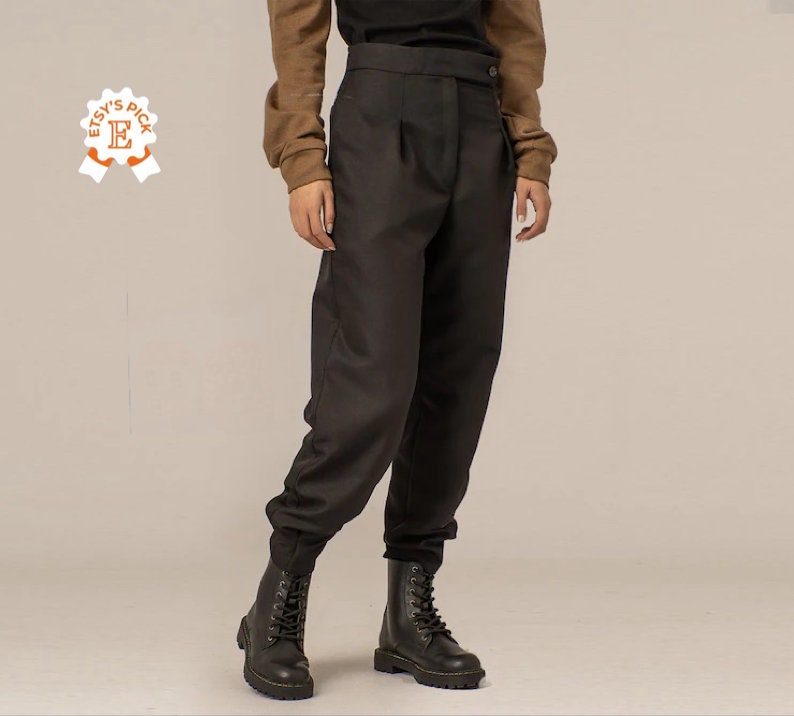 Elegant Wool Pants, Winter Minimalist Harem Trousers, Baggy