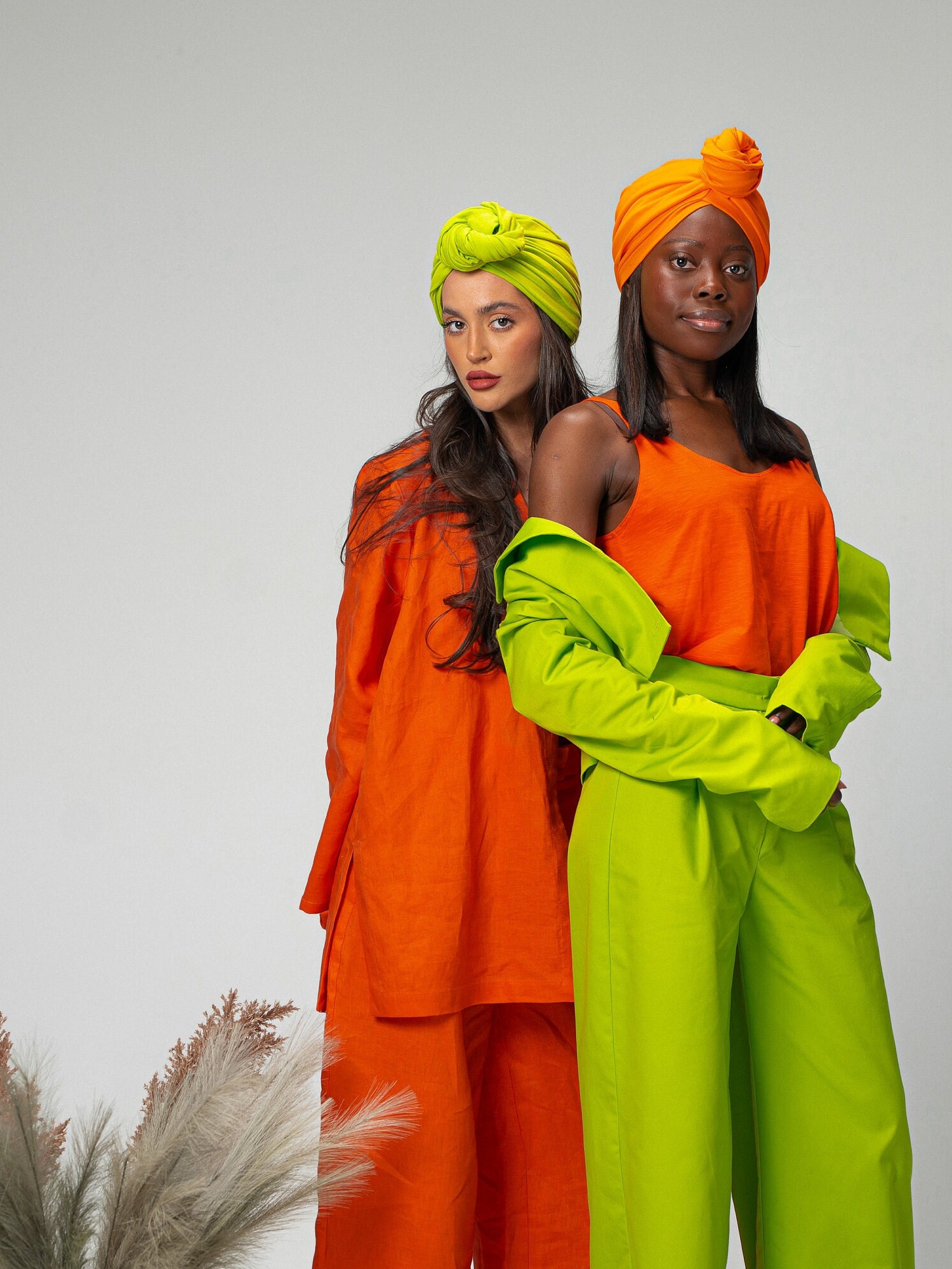 Japanese Inspired 2-piece Linen Set Outfit - Braided Crop Top