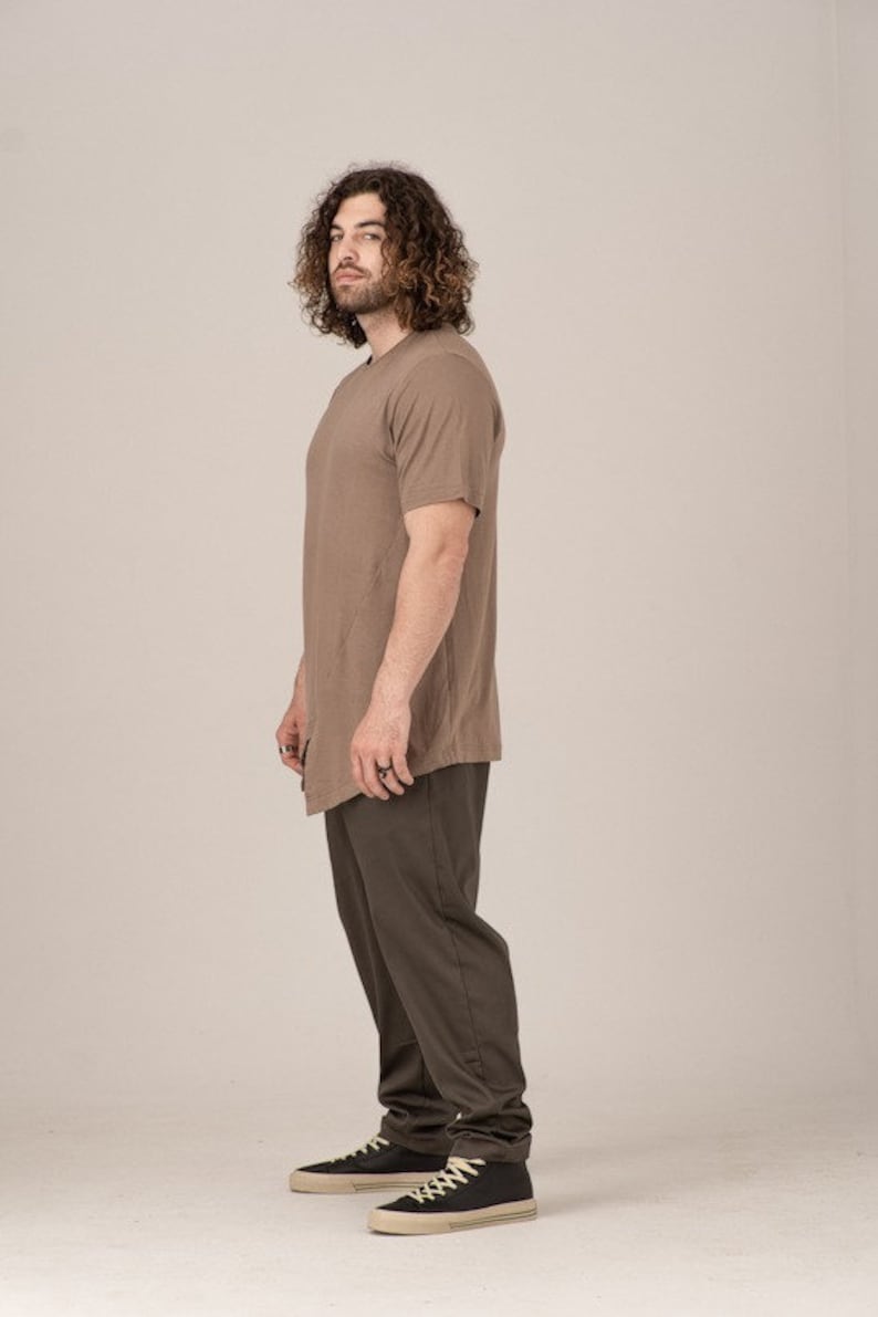 アシンメトリーTシャツ、メンズコットンシャツ、プラスサイズ服、ゆったりシャツ、半袖シャツ、メンズ服、サマーTシャツ、ストリートウェア 画像 7