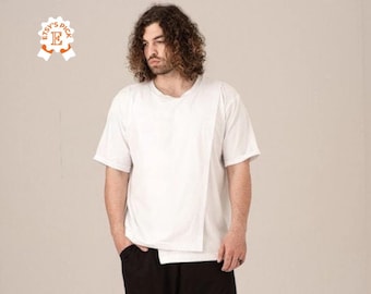 Avantgarde T-Shirt, Men Cotton Shirt, Plus Size Clothing, Half Sleeve T-Shirt, Men Clothing, Summer T-Shirt, Streetwear Top, Trendy Casual