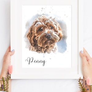 Custom Watercolour Pet Portrait Paint Splatter Print | Personalised Pet Art Digital Design | Pet Illustration | Pet Memorial |