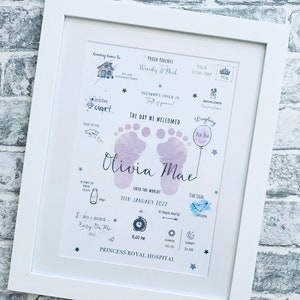 The Day You Were Born New Baby Gift Child Gift Christening Gift Personalised Print New Baby Print Birth Stats Nursery Decor image 3