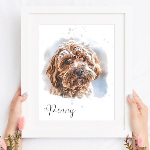 Custom watercolour pet portrait | personalised pet print| Custom Portrait | personalised | A4 print | watercolour style dog art |