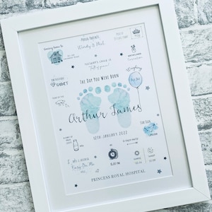 The Day You Were Born | New Baby Gift | Child Gift | Christening Gift | Personalised Print | New Baby Print | Birth Stats | Nursery Decor