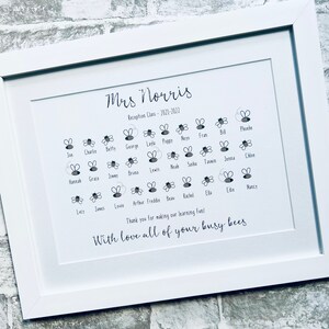 Thank You Teacher Gift | Class Bee Print | Nursery Teaching Assistant Gift | School Leaving Gift | Class of 2022 Gift | Thank You