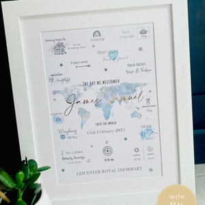 The Day You Were Born | Foil | New Baby Gift | Child Gift | Christening Gift | Personalised | New Baby Print | Birth Stats | Nursery Decor