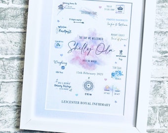 The Day You Were Born | New Baby Gift | Child Gift | Christening Gift | Personalised Print | New Baby Print | Birth Stats | Nursery Decor