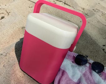 Pink Mini Cooler | 4 Can Capacity, Portable Beach Picnic Box
