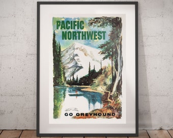travel poster pacific northwest travel pacific northwest pacific northwest painting pacific northwest poster wall decor