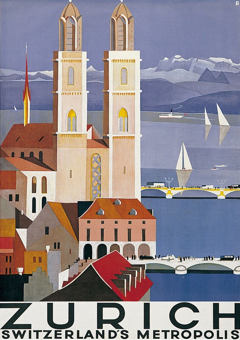 Zurich zurich travel posterzurich posterzurich print Etsy