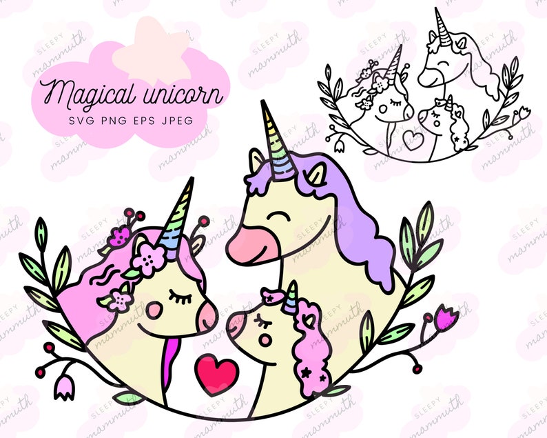 Download Unicorn Family SVG Baby Unicorn SVG Newborn SVG Svg for | Etsy