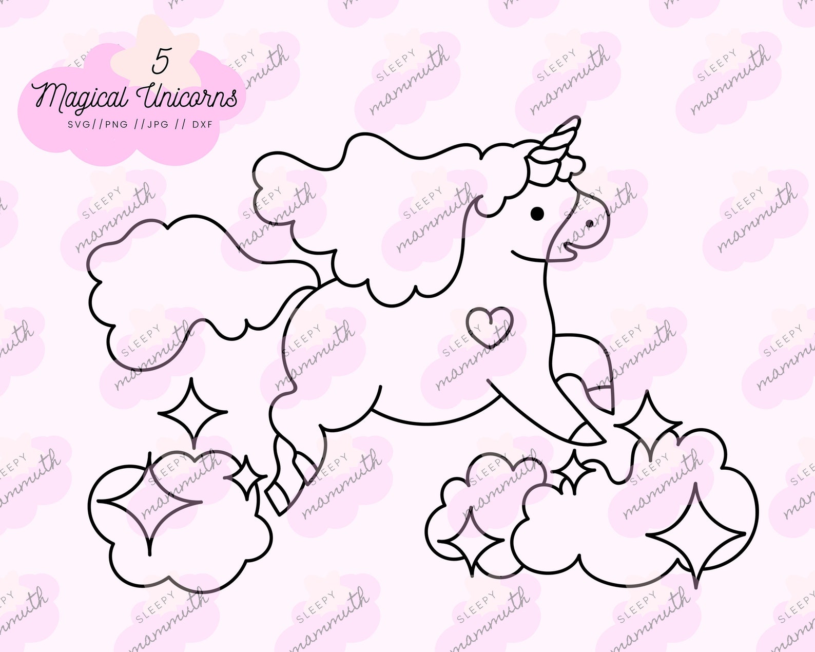 Einhorn SVG Bundle Einhorn Umriss PNG für Färbung Seiten, Baby Girl