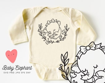 NEWBORN ELEPHANT SVG - Floral Elephant Svg File - Baby Elephant Svg - Baby Elephant Clipart - Instant Download Svg - Svg For Cricut