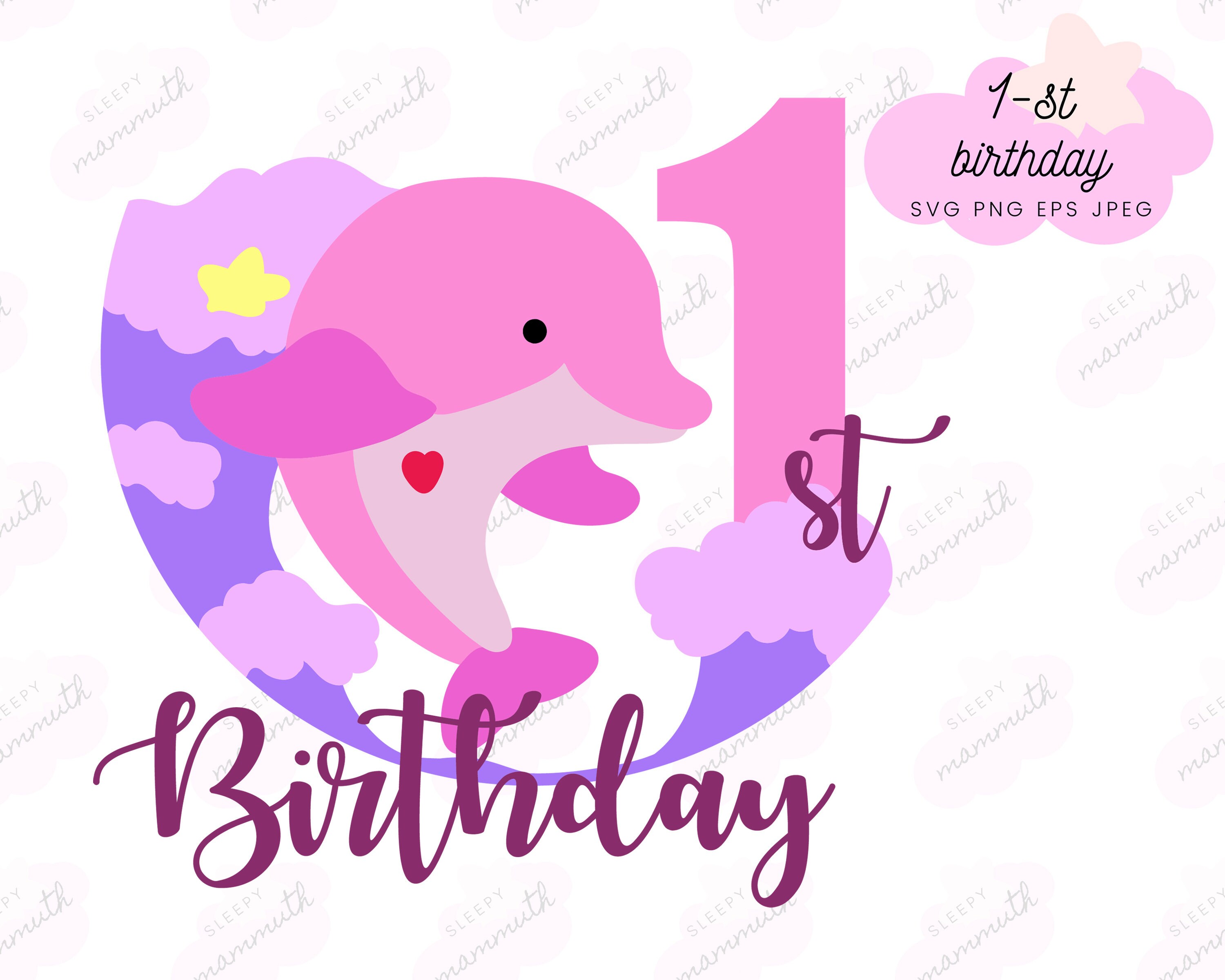Download Birthday Dolphin SVG 1st Birthday SVG Baby Onesie SVG | Etsy