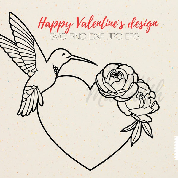Heart SVG - Hummingbird SVG, Valentine Svg, Hummingbird Svg, Kolibri Svg, Love Png, Floral Heart Svg, Open Heart Svg, Valentine Clipart