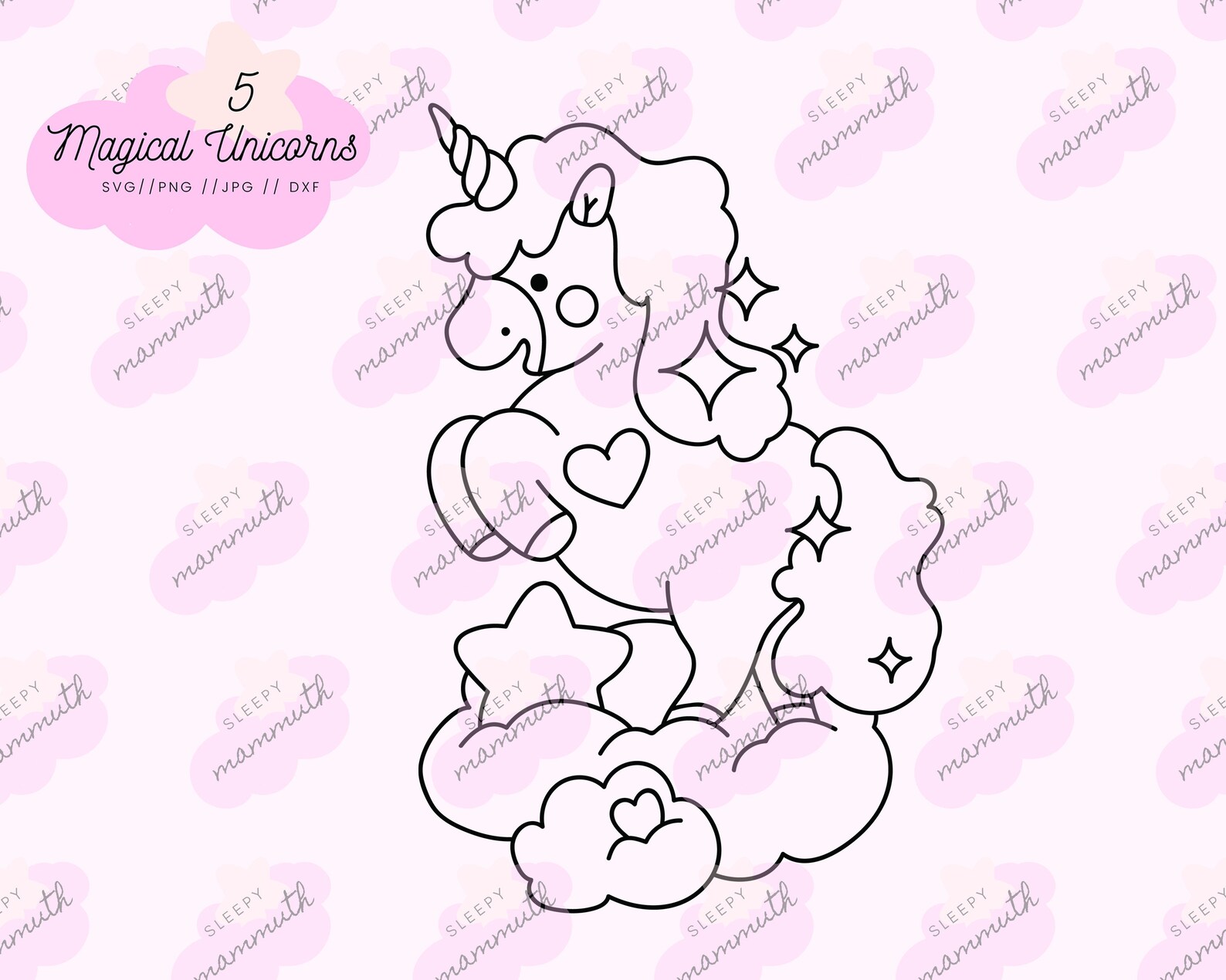 Einhorn SVG Bundle Einhorn Umriss PNG für Färbung Seiten, Baby Girl