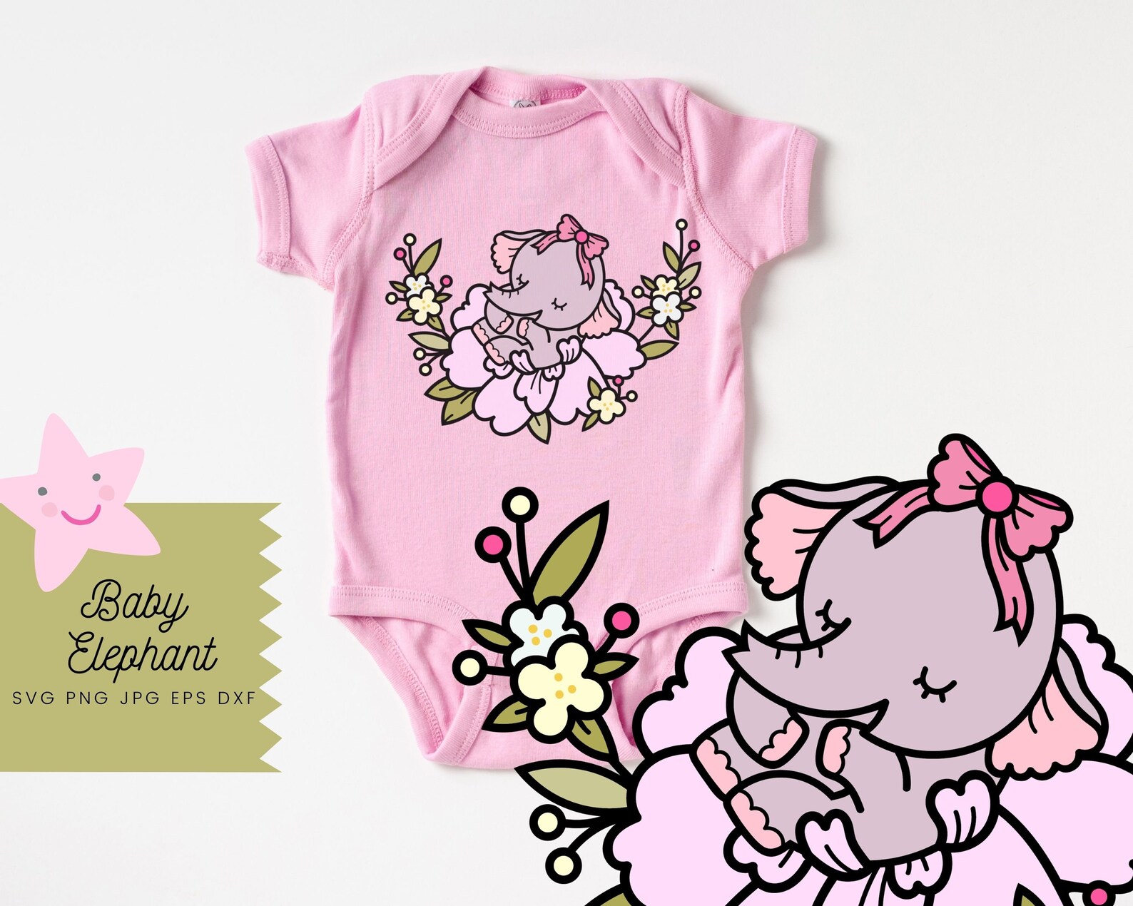 Download Baby Elephant SVG Floral Baby SVG for Newborn Cute ...