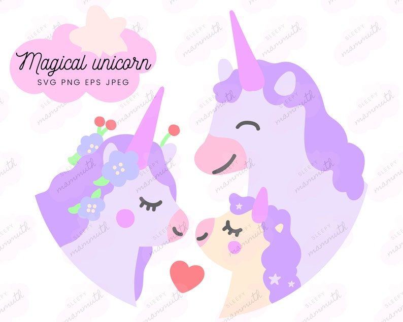 Unicorn Family SVG Family Clipart Unicorn Clip Art Unicorn ...
