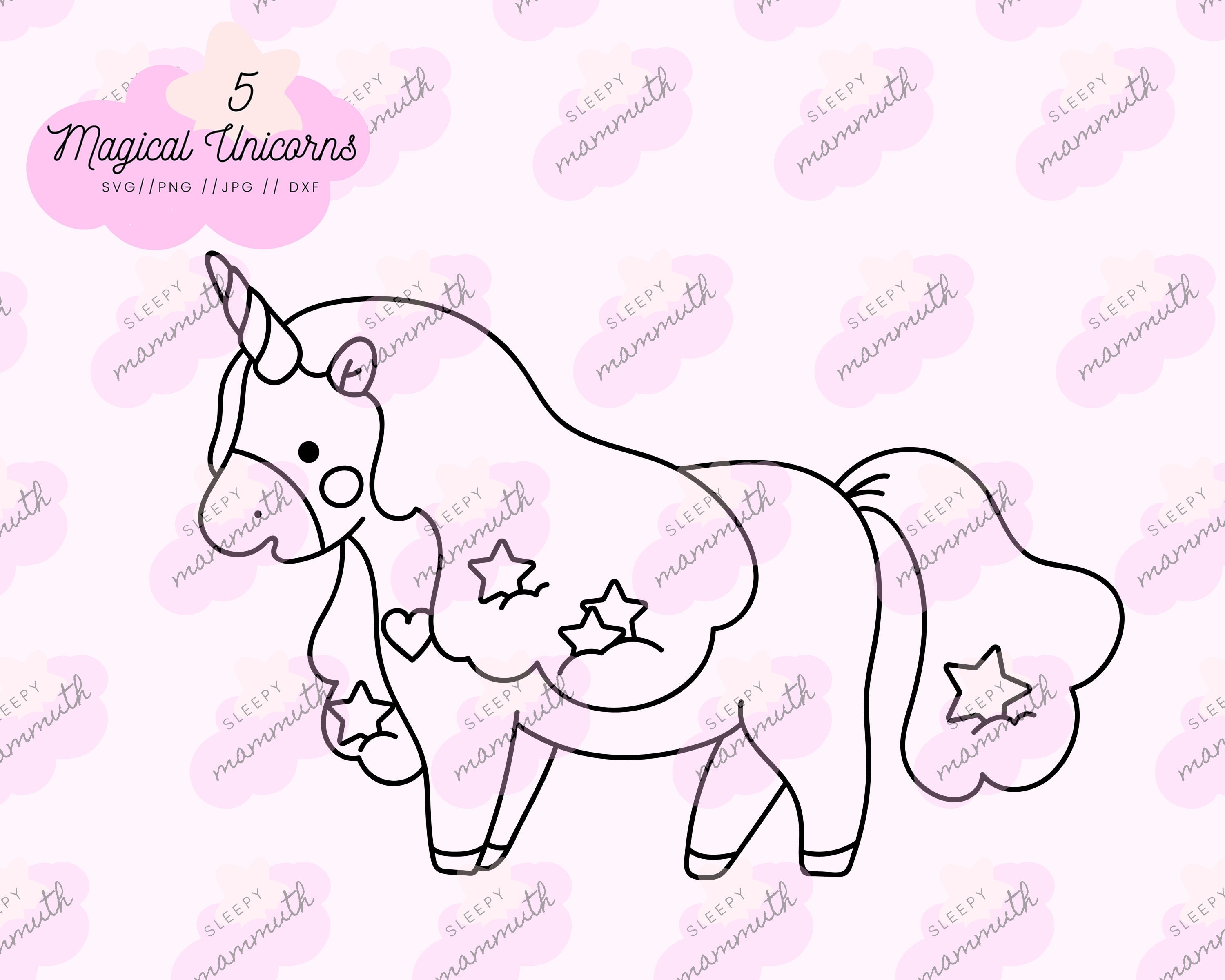 Einhorn SVG Bundle Einhorn Umriss PNG für Färbung Seiten, Baby Girl