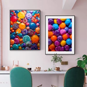 Colorful Resin Art Candy Pop Art Digital Download, Vibrant Resin Candy Wall Art Set, Modern Pop Art Decor, Instant Download PDF & JPG