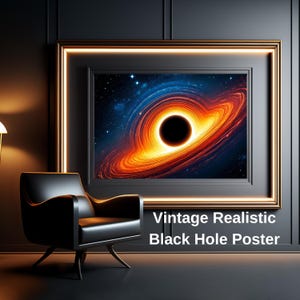 Vintage Realistisches Schwarzes Loch Poster | Hochauflösende Wandkunst zum Thema Weltraum | Minimalistische, moderne Dekoration mit Event Horizon | Astronomie Poster