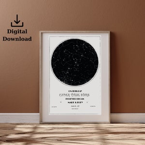 Individuelle Sternenkarte, Besonderes Datum Jahrestagsgeschenk, Nachthimmel Druck, Sternenkarte Poster, Hochzeitsgeschenk, Konstellation Druck, Digitale Datei