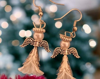 Beaded angel earrings