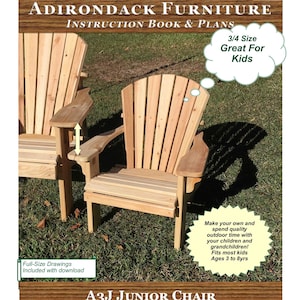PDF A3J JUNIOR Adirondack Firepit/Porch Chair - Downloadable DIY Instructions and Drawings to Build Your Own Patterns and Chairs.