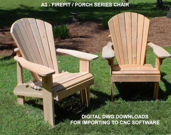 CNC / DWG A3 Series Adirondack Fire Pit / Porch Chair Plans