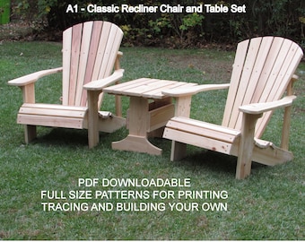PDF A1 Series Classic Adirondack Chair, Table & JIG  - Downloadable DIY Instructions and Drawings to Build Your Own Patterns and Chairs.