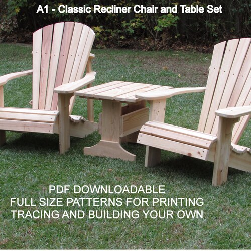 PDF A1 Series Classic Adirondack Chair, Table & JIG  - Downloadable DIY Instructions and Drawings to Build Your Own Patterns and Chairs.