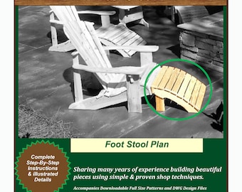 PDF A1-Series Adirondack Foot Stool  - Downloadable DIY Instructions and Drawings to Build Your Own Patterns and Assemble.