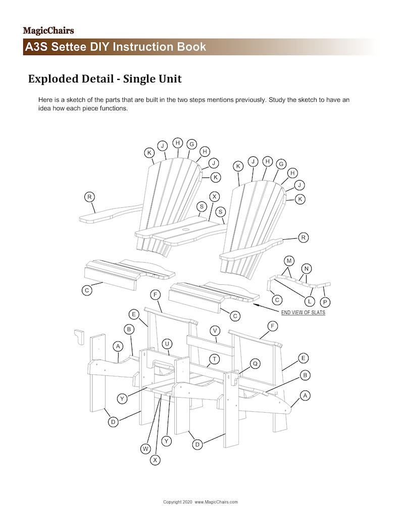 PDF SETTEE A3 Serie Adirondack Chair Herunterladbare DIY-Anweisungen und Zeichnungen zum Bauen Ihrer eigenen Muster und Stühle. Bild 4