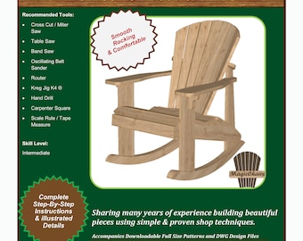 PDF Adirondack Rocking Chair Downloadable DIY Instructions and Drawings to Build Your Own Patterns and Chairs