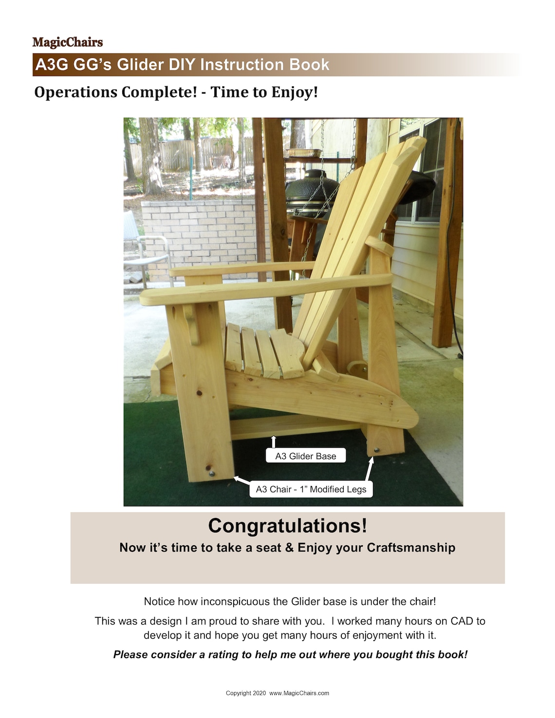 PDF GG's Glider Adirondack Chair DIY Plans and Etsy