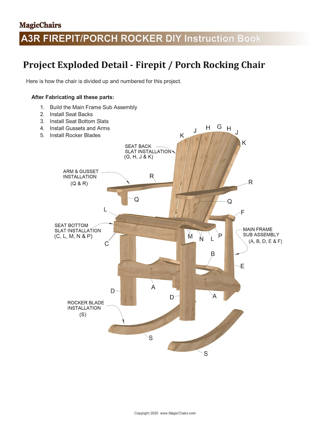 PDF Adirondack Rocking Chair DIY Plans and Instruction Ebook Etsy