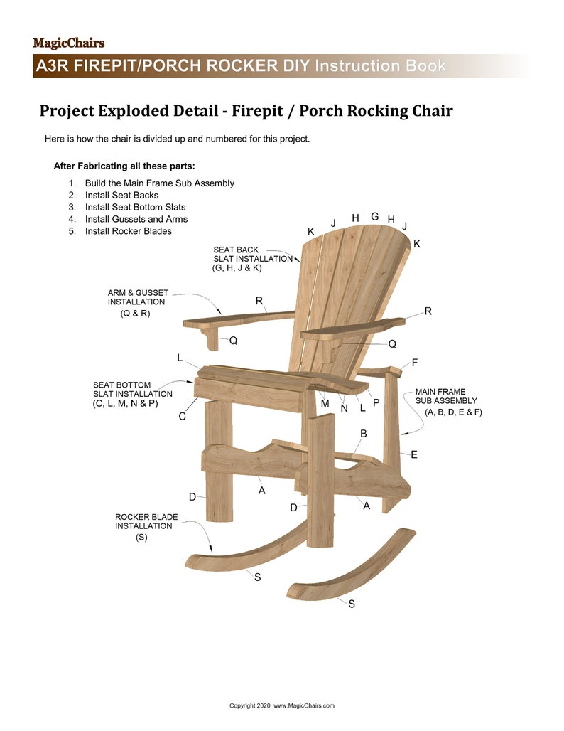 PDF Adirondack Rocking Chair Downloadable DIY Instructions and Etsy