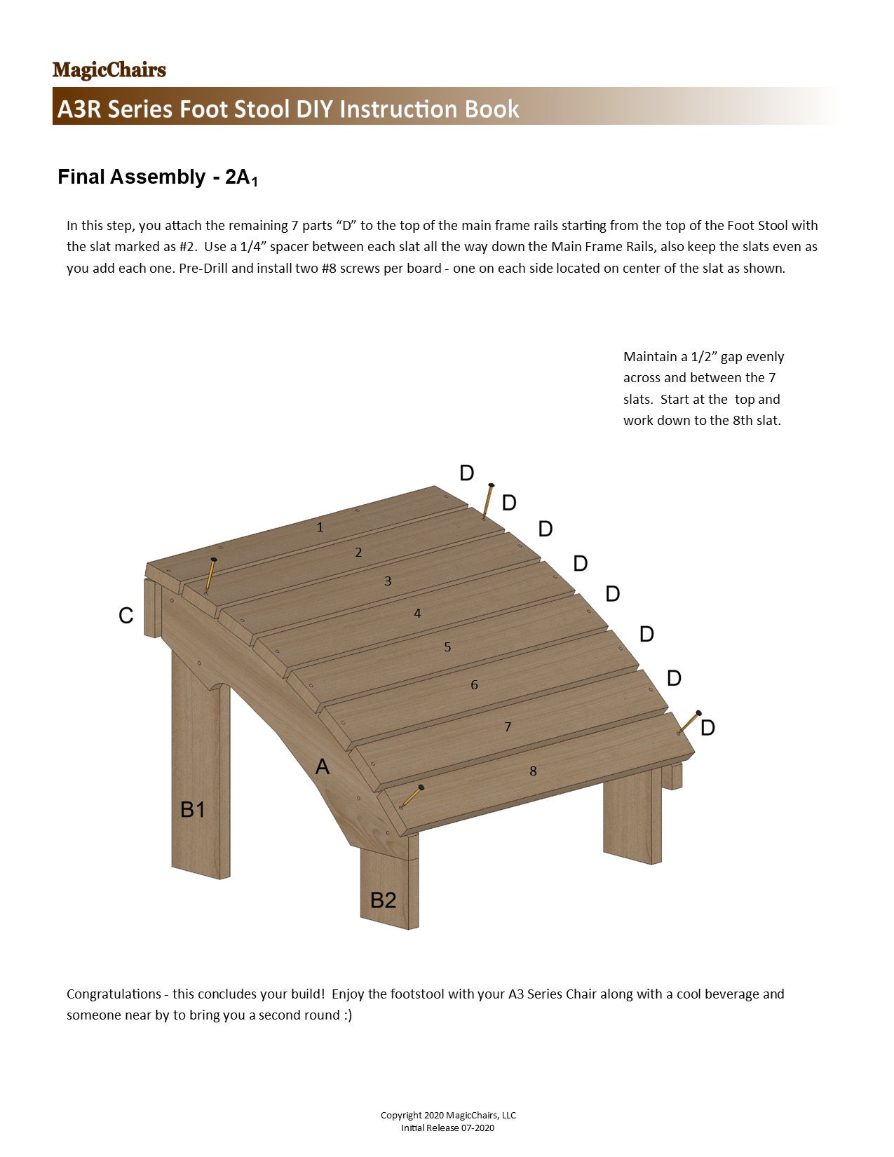 PDF A3 Series Adirondack Foot Stool - Downloadable DIY Instructions and ...