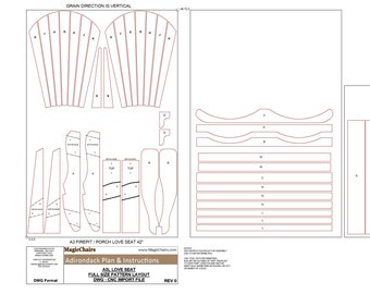 CNC / DWG - A3 Series Adirondack Love Seat Chair Plan