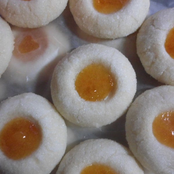 Apricot Thumbprint Cookies (1 doz), Apricot Cookies, Apricot Thumbprints, Jam Cookies, Wedding Cookies, Cookies - Shipping to Ohio Only